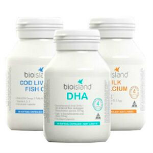 BIO ISLAND 生物岛 澳洲婴幼儿畅销套装（高纯度DHA胶囊+液体乳钙软胶囊+澳洲鳕鱼鱼肝油/鱼油胶囊）