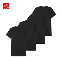 新补货：UNIQLO 优衣库 182516 男士圆领/V领T恤 4件装