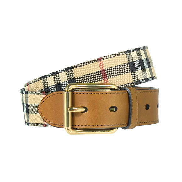 BURBERRY 博柏利 Hoseferry 格纹拼皮革腰带