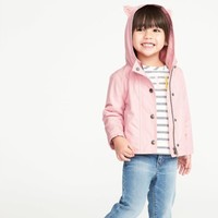 7日0点：Old Navy 女幼童 粉红色小动物造型雨衣夹克
