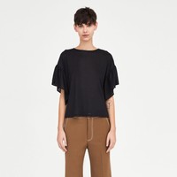 ZARA 03633155800 女士叠层装饰袖T恤