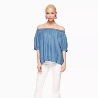 kate spade 凯特丝蓓 chambray off the shoulder 女士一字肩上衣