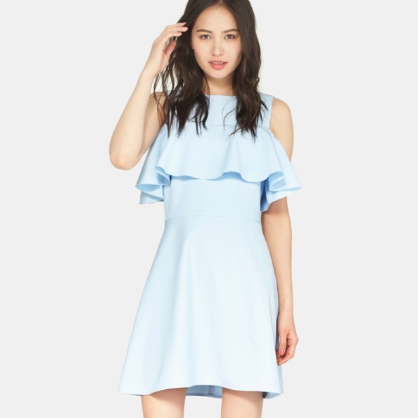 Etam 艾格  17012214647 女士荷叶边无袖连衣裙