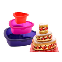 LEKUE 乐葵 三层心形蛋糕 烤箱用烘焙硅胶模具 3件套