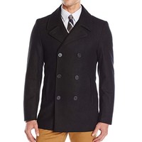 限尺码、反季特卖：DKNY 男士双排扣短款大衣