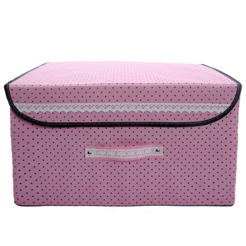 空间优品 圆点收纳箱/衣物整理箱杂物收纳盒一只装 36L 粉色 大号