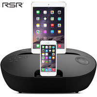 RSR DS415 苹果音响 iPhone X/8/7/6s双接口手机充电底座 蓝牙音响低音炮 黑色