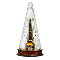 赫姆勒(Hermle)座钟 14天动力储存樱桃木设计师款金色钟塔水晶玻璃机械钟22716-160791咖啡色金色