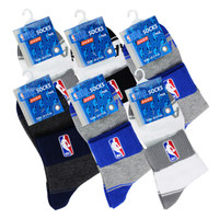NBA袜子男士袜子篮球运动舒适休闲男袜男士棉袜中筒袜 弹性袜口精梳棉绣花袜 6双装