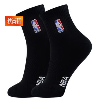 NBA 袜子男士四季休闲运动袜无骨棉袜精梳棉刺绣训练跑步篮球袜1双装