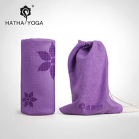 哈他专业瑜伽铺巾 硅胶防滑瑜伽垫毯子 印花紫（送便携收纳袋）