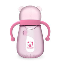 贝适邦  奶瓶婴儿玻璃奶瓶吸管奶瓶 仿真奶嘴宽口径奶瓶 蜜桃粉240ML