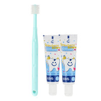 美国MDB婴儿牙刷牙膏套装0-1-3-6岁（儿童360度硅胶软毛绿色牙刷*1+25g无氟牙膏*2）
