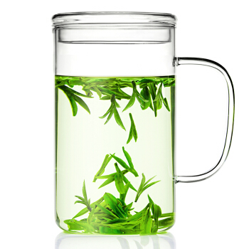 雅集 玻璃杯 带盖带手柄