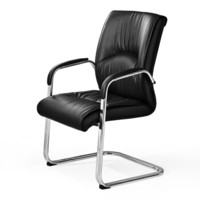 ZHONGWEI 中伟 电脑椅会议椅家用弓形脚办公椅子洽谈椅会客椅加厚钢架款-黑色
