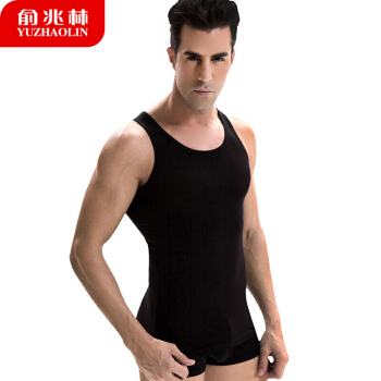 俞兆林（YUZHAOLIN）男士背心男纯棉修身紧身运动夏季休闲打底汗衫健身运动螺纹吊带大 背心男 黑 XXXL
