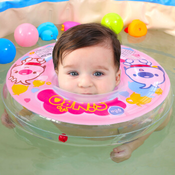 诺澳 婴儿游泳圈防后仰脖子圈 宝宝安全可调双气囊颈圈新生儿脖圈(粉色-大码)