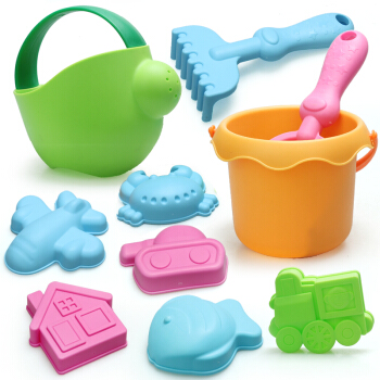奥智嘉 儿童玩具 软胶材质压不坏沙滩玩具宝宝洗澡戏水玩具户外玩具 10件套
