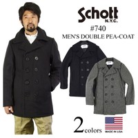 Schott NYC 740 N 男士双排扣海军大衣 