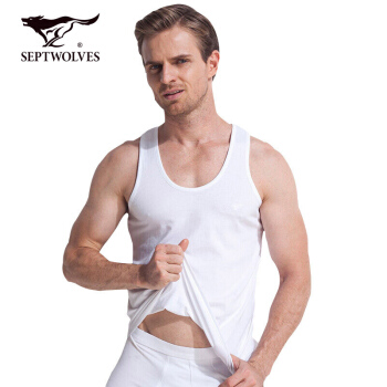 七匹狼背心男 男士背心纯棉夏季跨栏打底汗衫4070白色XL