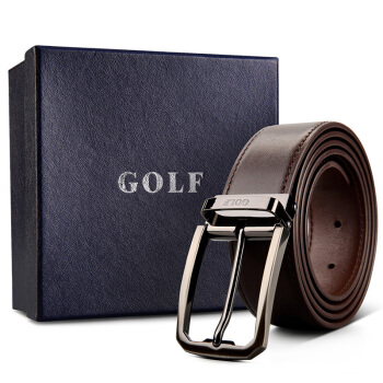 高尔夫 GOLF 男士皮带耐磨针扣牛皮腰带礼盒可剪短带身P5BV82914J啡色
