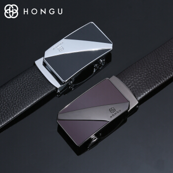 红谷男士皮带礼盒套装 时尚商务皮带男自动扣男士腰带裤带 H21104302漆黑