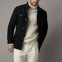 Massimo Dutti 02002203401 男装 修身版口袋装饰羊毛西装外套 