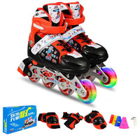 乐士（ENPEX) 溜冰鞋 儿童 成人 轮滑鞋 男女闪光轮旱冰鞋滑冰鞋 MS169 红色（40-43码/送护具路障）