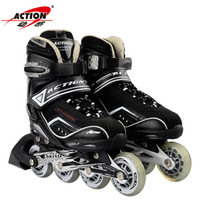 乐士（ENPEX) 动感溜冰鞋 儿童 成人 轮滑鞋 男女PU轮旱冰鞋滑冰鞋 PW125 黑色M号（36-39码）