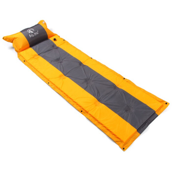 红色营地 户外自动充气垫 便携帐篷睡垫加厚防潮垫子露营地垫 充气床垫单人 186*58*3cm黄灰