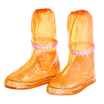 先锋连户外旅游漂流防雨鞋套中高筒男女通用雨靴套徒步骑行加厚底防水防滑雨鞋套 魔术贴高筒橙色（39-42码）