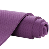 IKU瑜伽 加宽80cm瑜伽垫15mm加厚TPE健身垫 爱心紫