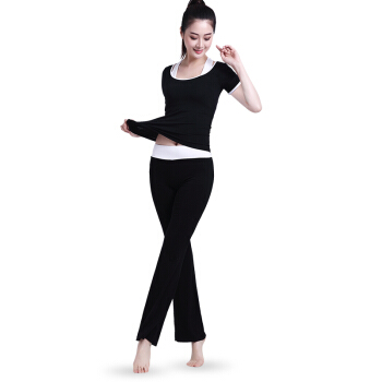 普为特POVIT 瑜伽服女套装运动跑步健身服修身显瘦舞蹈服三件套 黑色XL码 P-839