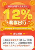 上海地区，刷邮储银行信用卡中石化充值加油卡返利12%！