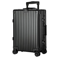 汉客（HANKE）H9996黑色20英寸铝镁合金拉杆箱铝框行李箱金属登机箱旅行箱子配海关密码锁