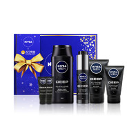 妮維雅(NIVEA)Deep護膚禮盒（潔面100g 50g 洗發250g 精華50g 精華10g*2）男士洗面奶男士潔面