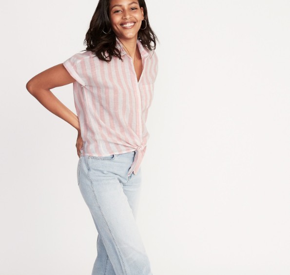 OLD NAVY 391025 女士亚麻混纺衬衫