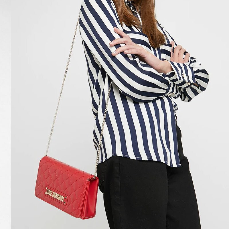 LOVE MOSCHINO “爱”莫斯奇诺 女士绗缝格菱单肩斜挎包