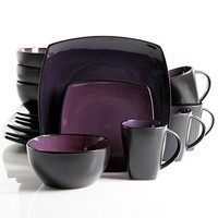 Gibson 紫黑色陶瓷餐具16件套