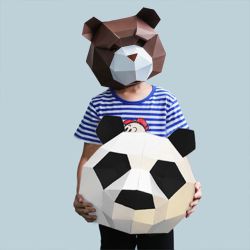 babytry 蓓臣 diy手工创意动物面具头套折纸材料包 泰迪熊头套