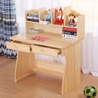 实木书桌学习桌带书架学生书桌书柜组合桌 写字桌 长80cm+清漆