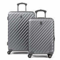 Travelpro Citadel 豪华 20 英寸和 24 英寸硬壳拉杆行李箱套装，金属灰色