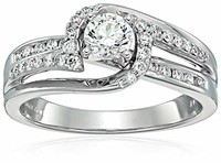 IGI Certified 14k White Gold Diamond Swirl Engagement Ring