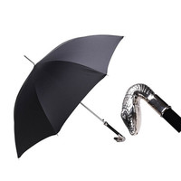 Pasotti 葩莎帝 男士奢华系列黑色条纹聚酯纤维仿古银色蛇头手杖式自开伞雨伞遮阳伞 MLX12