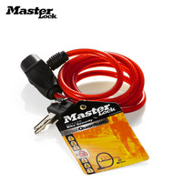 MasterLock 玛斯特 钢缆绳锁摩托车锁电瓶车自行车防盗锁骑行装备8127 红色 *2件