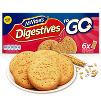 英国进口 麦维他（Mcvitie's） 全麦粗粮酥性原味消化饼干 6袋分享装176.4g