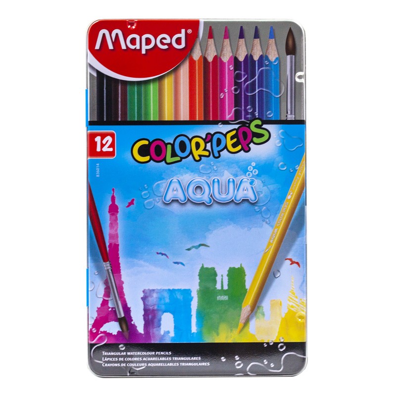 Maped 马培德 836014 水溶性彩色铅笔 12色铁盒装