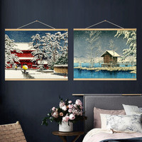 日式风景装饰画餐厅墙画床头挂画