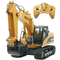 汇纳 遥控挖掘机大型 工程车15通道多功能可充电男孩玩具车升级版合金挖掘机型号550