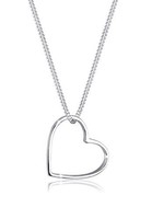 Elli Women's 925 Sterling Silver Heart Necklace of Length 45cm 女士925纯银心形项链